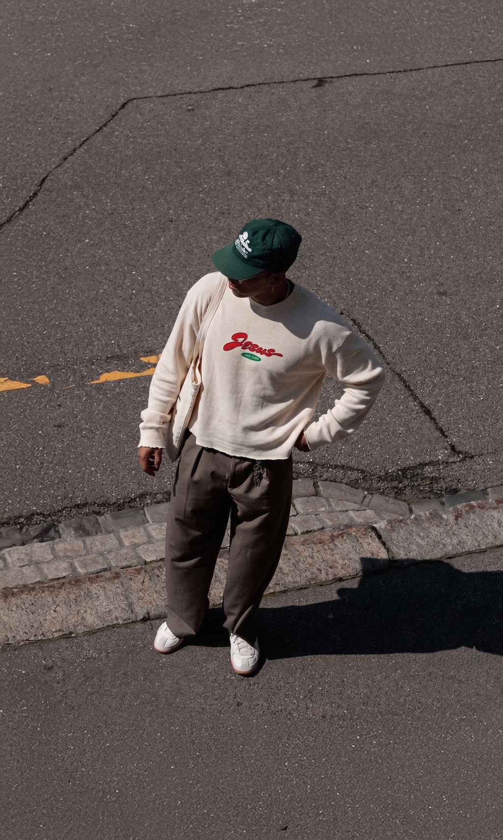 Only Jesus Vintage Waffle Raw Edge Beige Longsleeve | House of Peace®