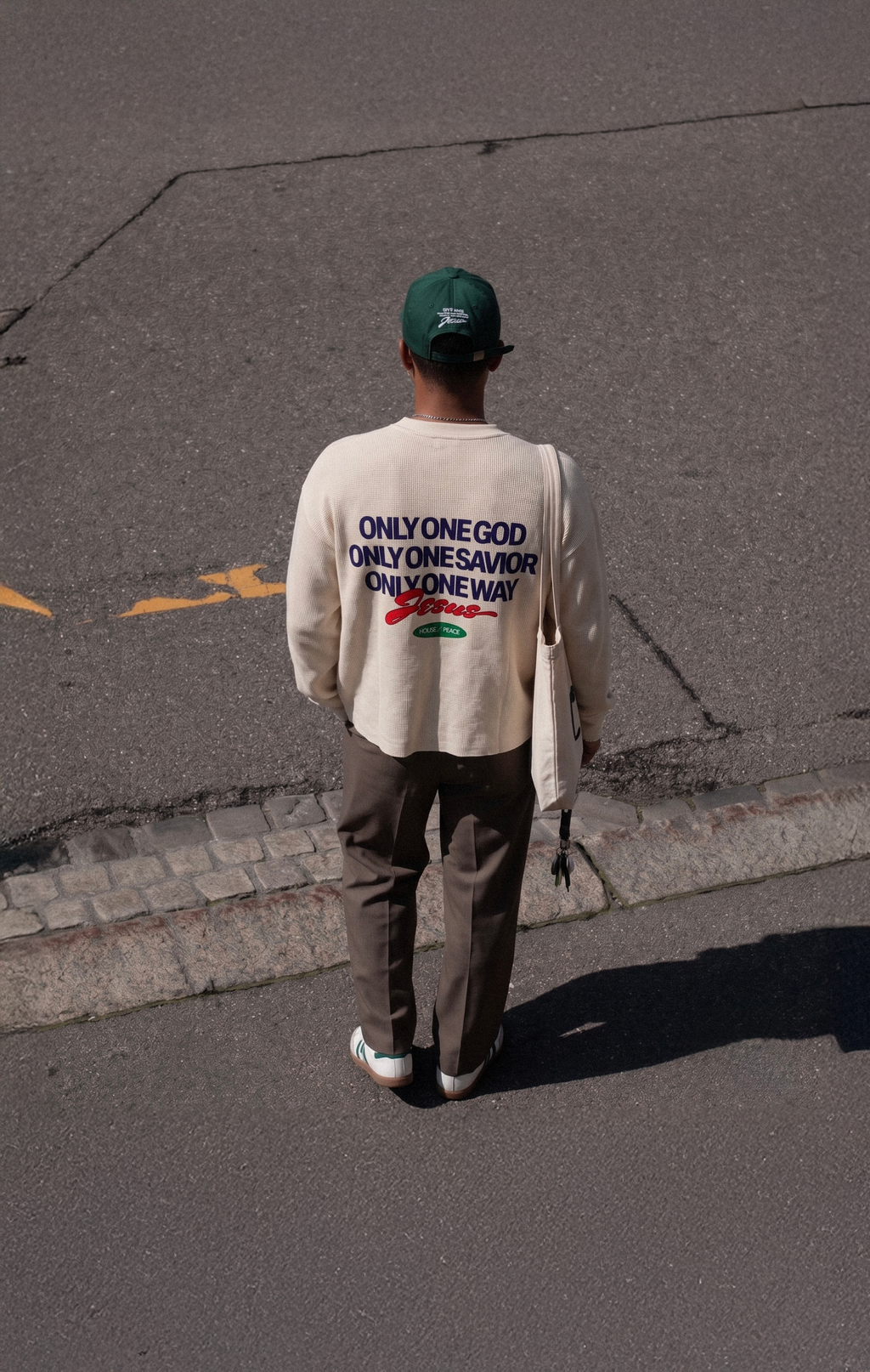Only Jesus Vintage Waffle Raw Edge Beige Longsleeve | House of Peace®