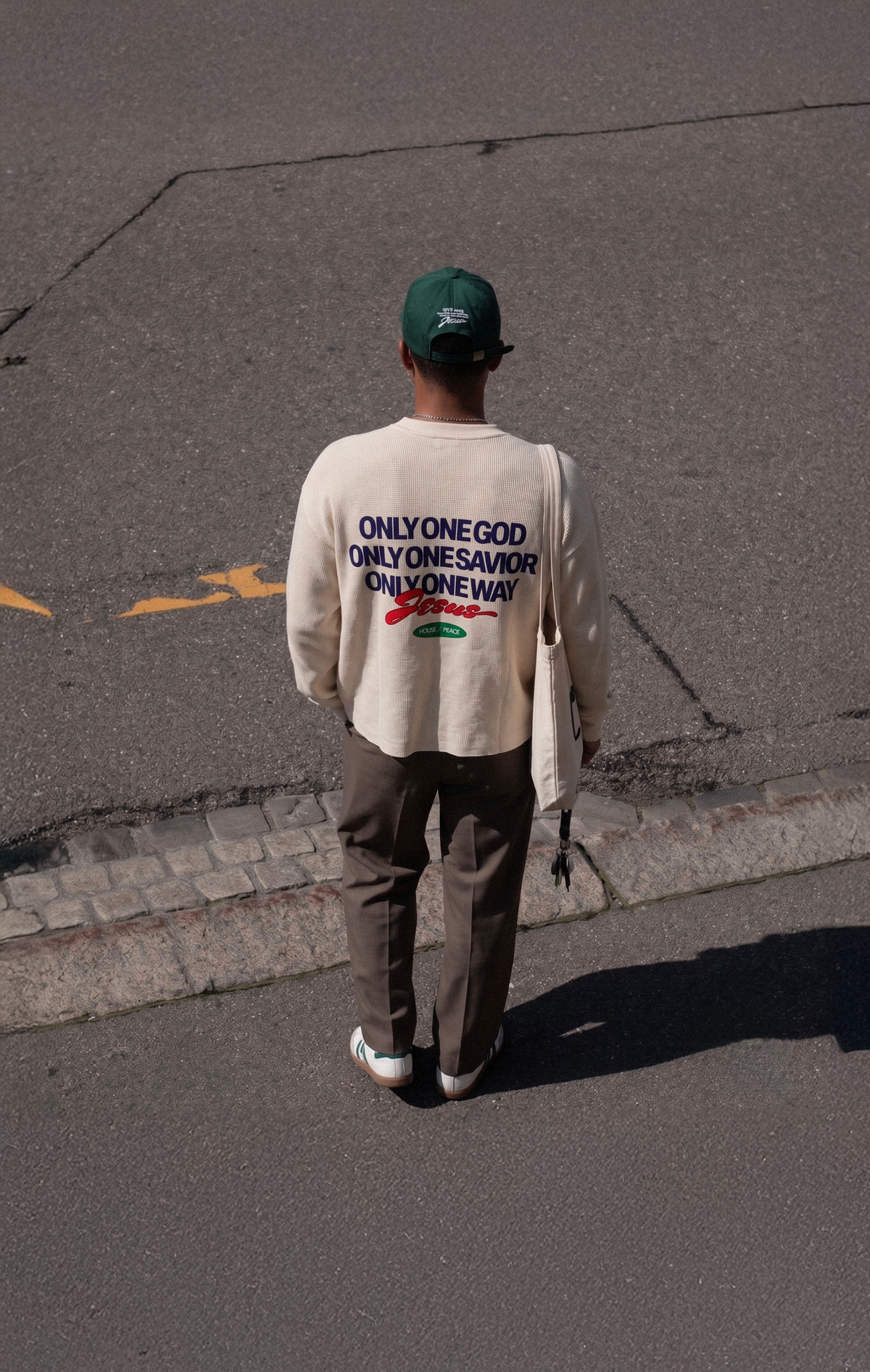 Only Jesus Vintage Waffle Raw Edge Beige Longsleeve | House of Peace®