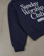 Sunday Worship Club Navy Blue Oversized Heavyweight Hoodie | House Of Peace®