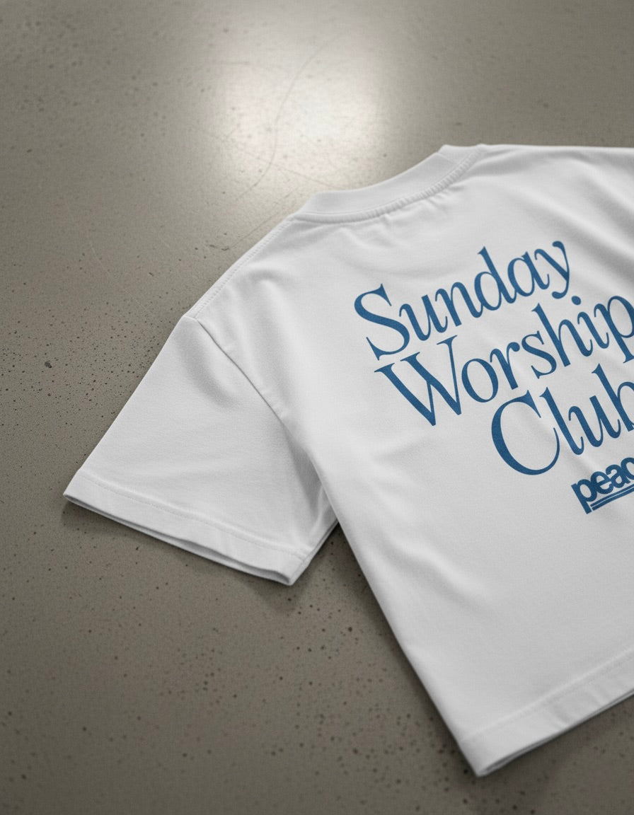 Sunday Worship Club Boxy Tee White | House Of Peace®
