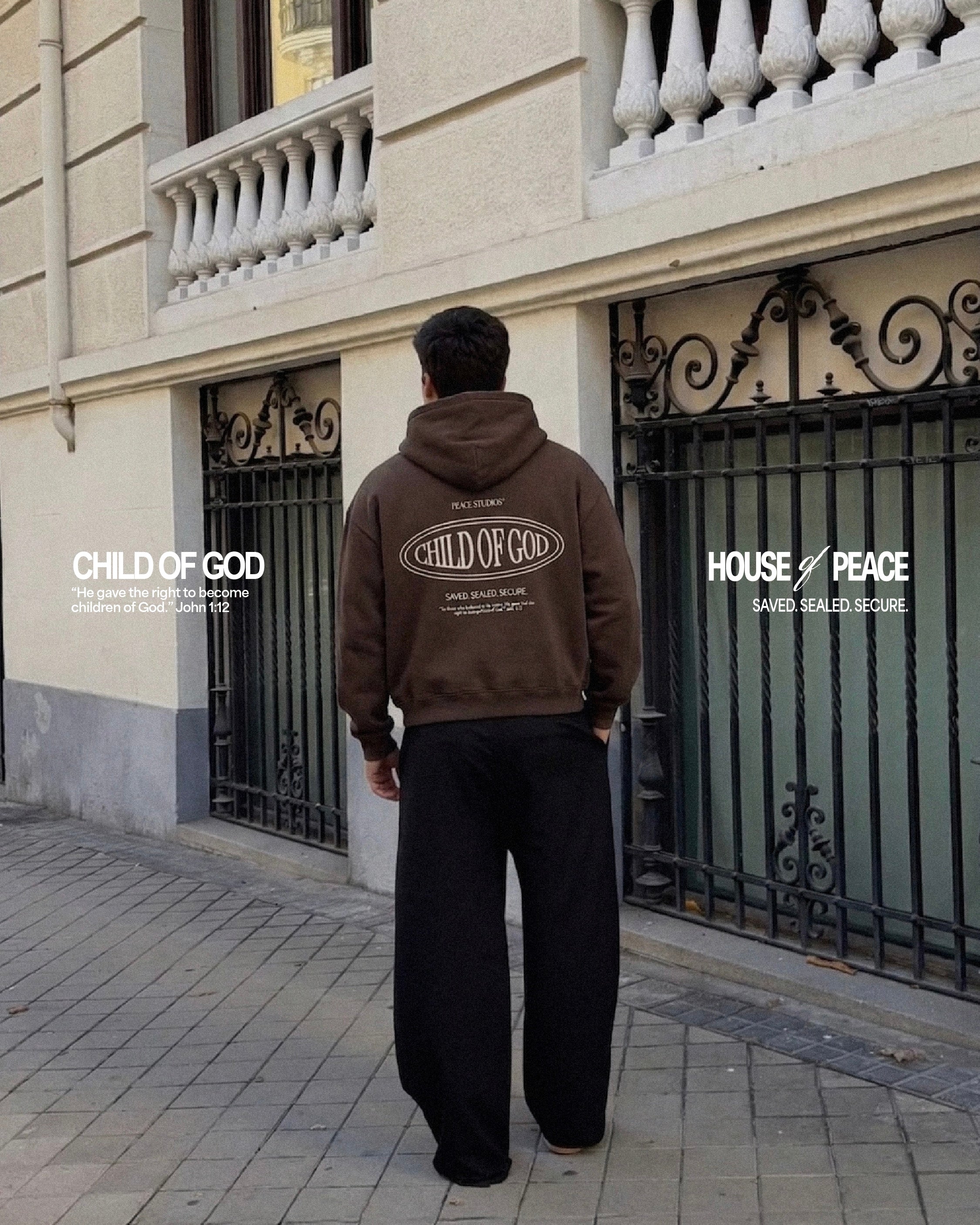 Child of God II Brown Dual-Zip Fleece Boxy Hoodie | House Of Peace®