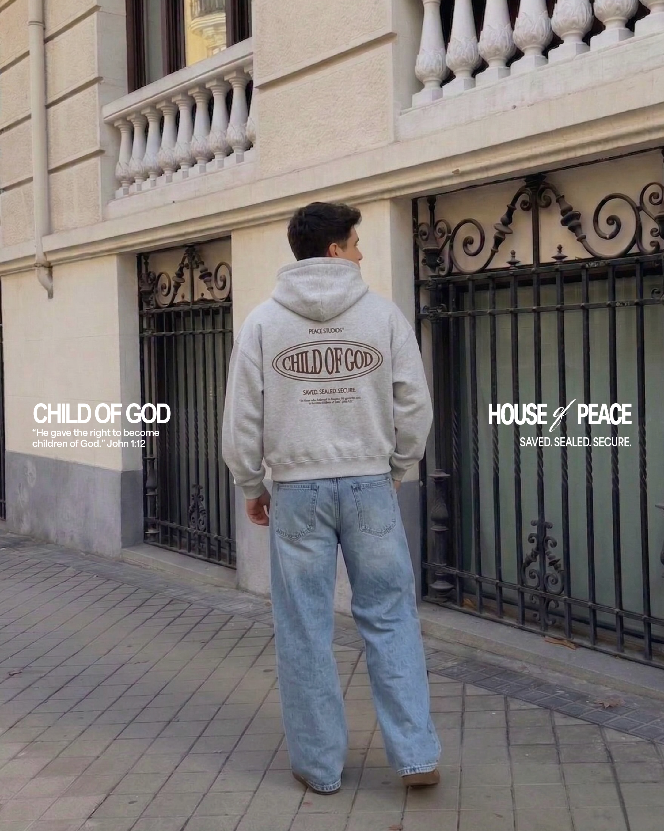 Child of God II Gray Dual-Zip Fleece Boxy Hoodie | House Of Peace®