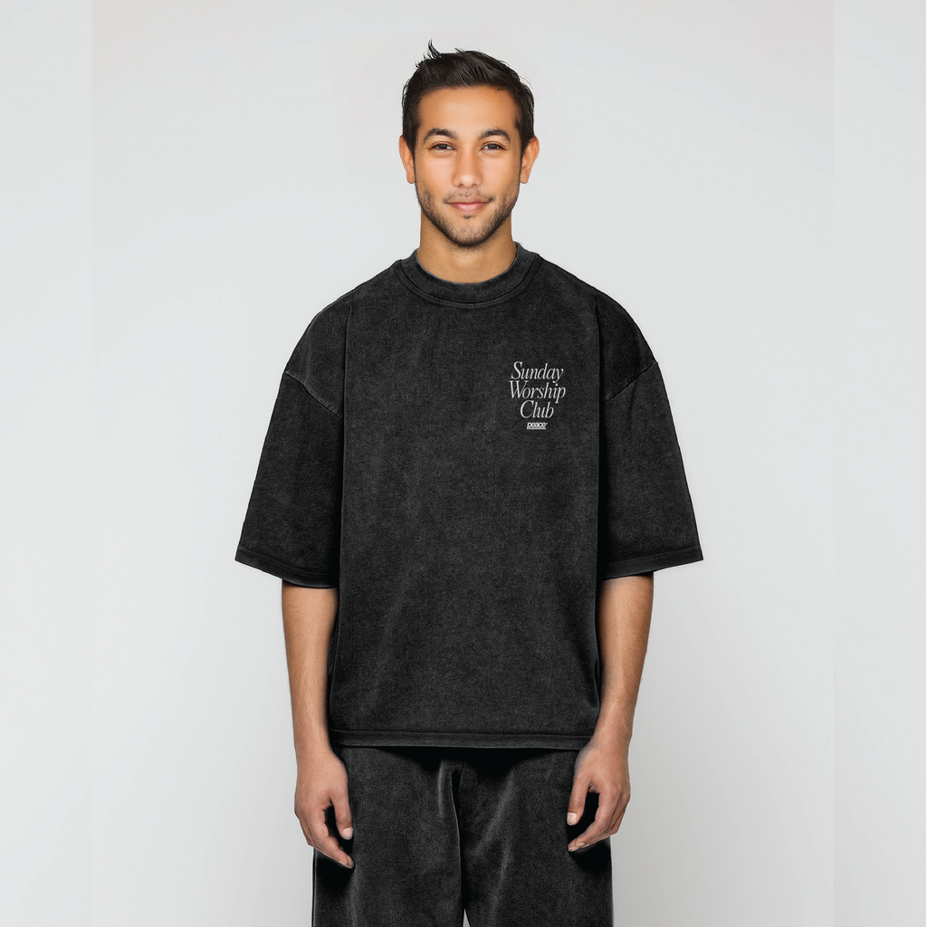 Sunday Worship Club Premium Acid Wash Oversized Heavyweight Tee | Peace®