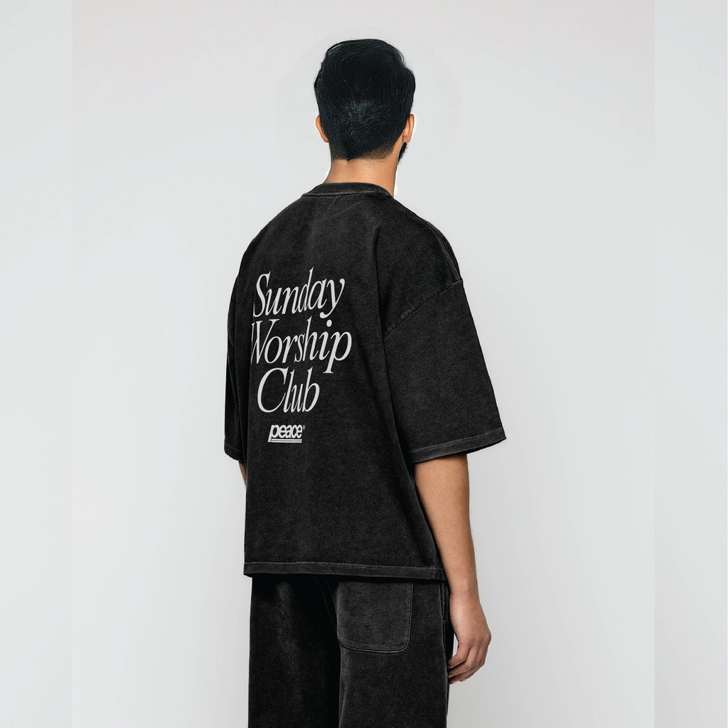 Sunday Worship Club Premium Acid Wash Oversized Heavyweight Tee | Peace®
