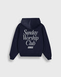 Sunday Worship Club Navy Blue Oversized Heavyweight Hoodie | Peace® ODMPOD