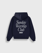 Sunday Worship Club Navy Blue Oversized Heavyweight Hoodie | Peace® ODMPOD