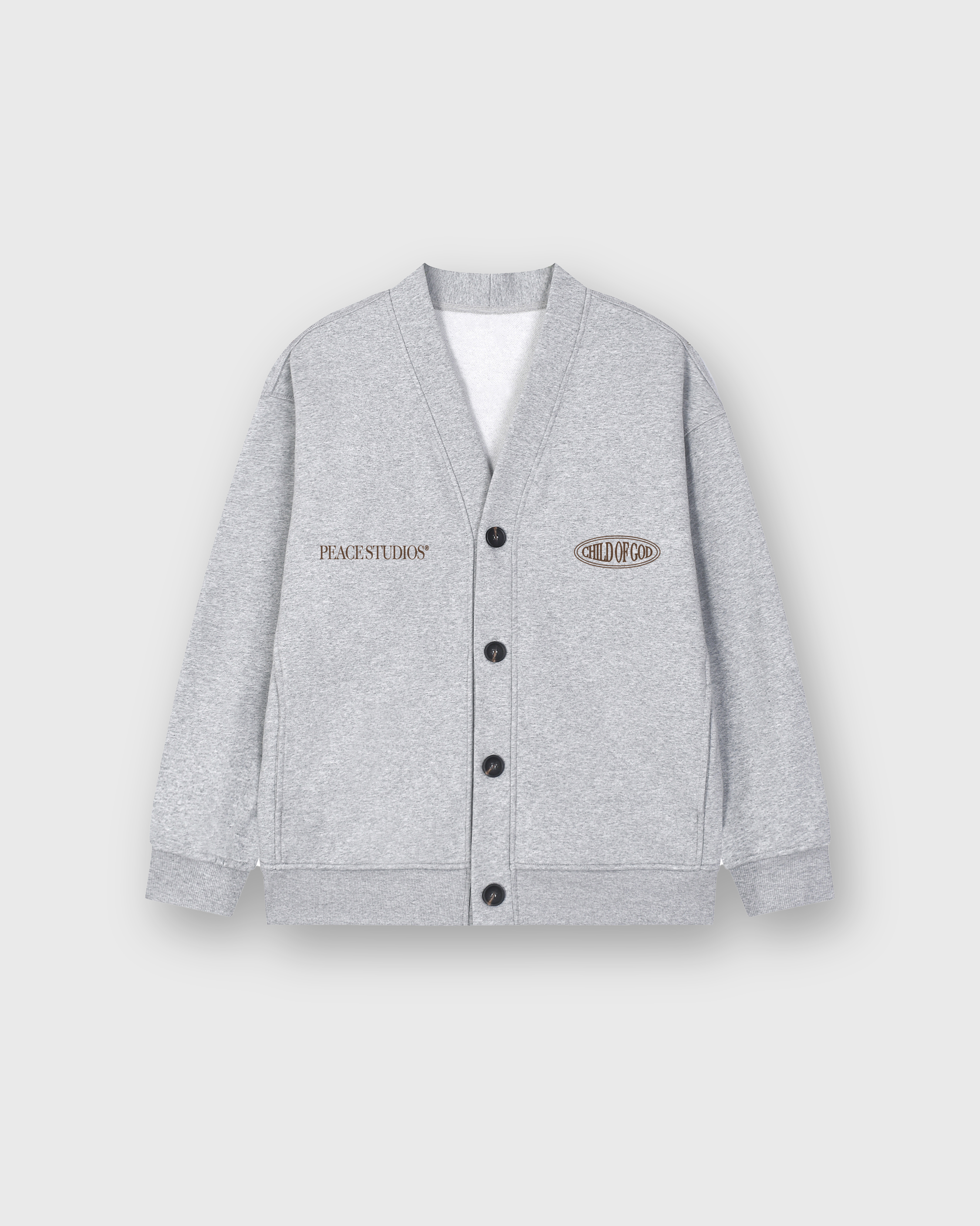 Child of God II Gray Essential Heavyweight Sweat Cardigan | House Of Peace®
