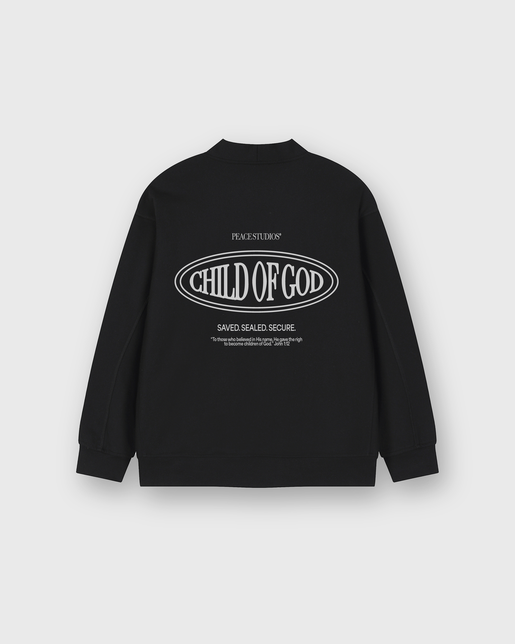 Child of God II Black Essential Heavyweight Sweat Cardigan | House Of Peace®