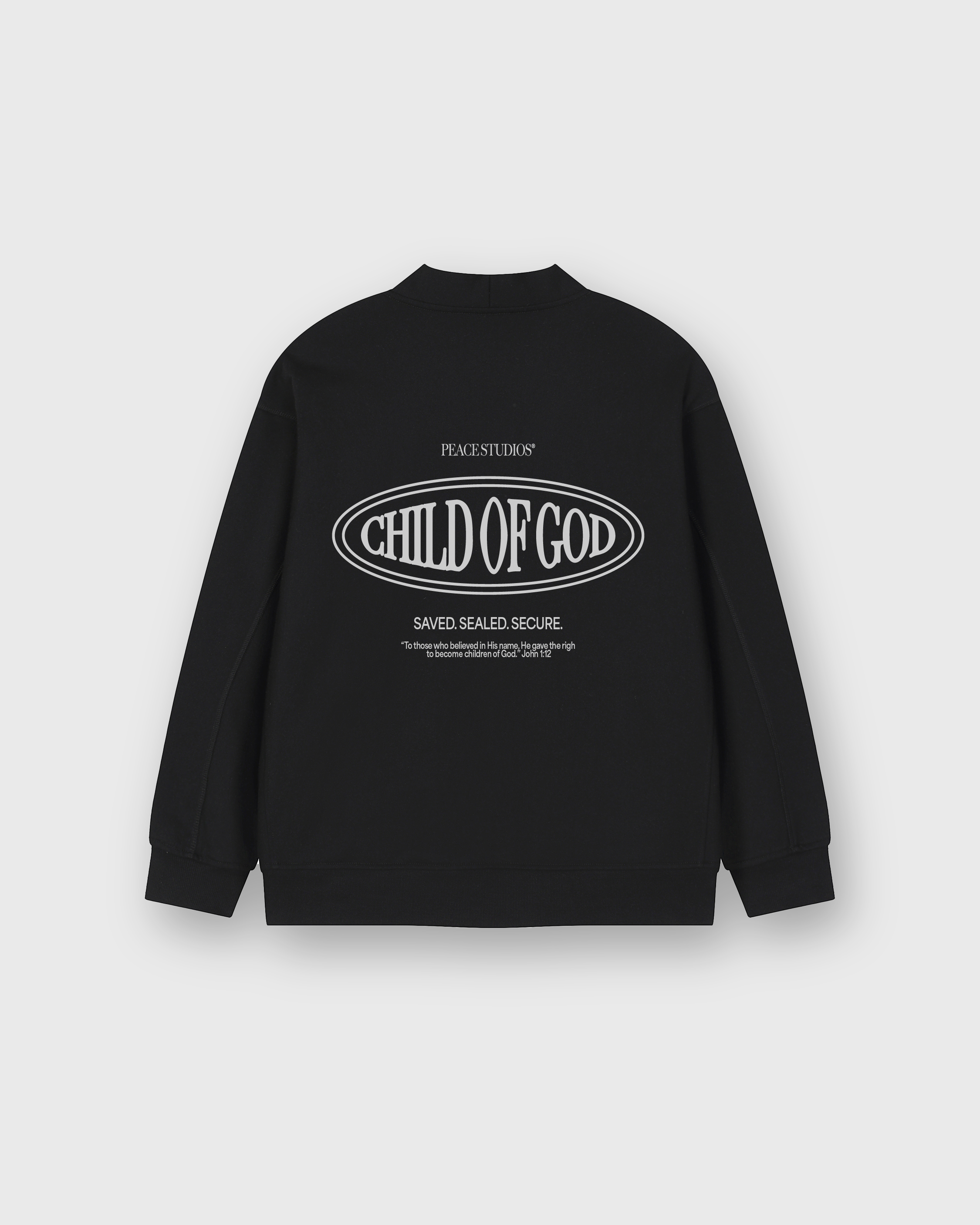 Child of God II Black Essential Heavyweight Sweat Cardigan | House Of Peace®