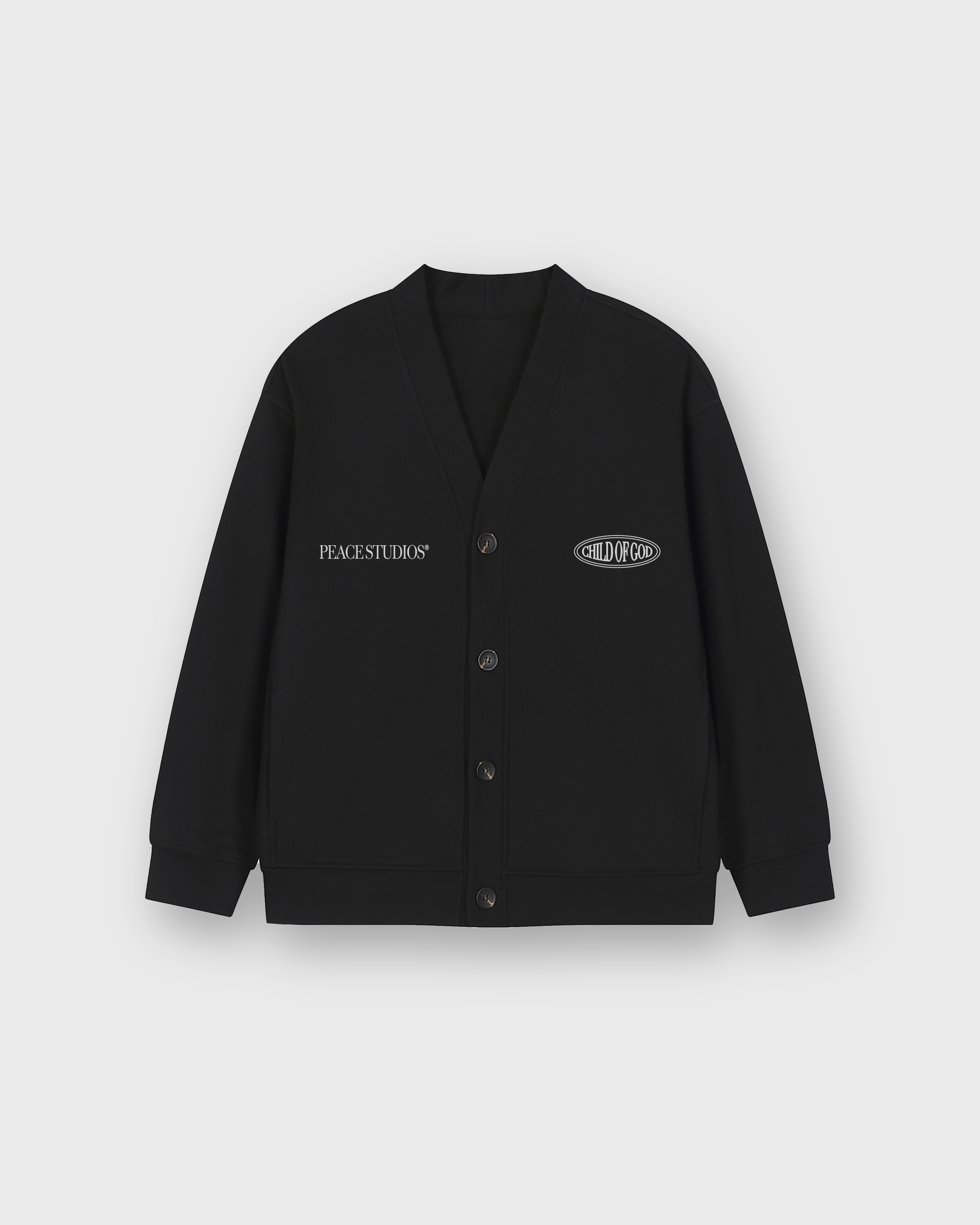 Child of God II Black Essential Heavyweight Sweat Cardigan | House Of Peace®