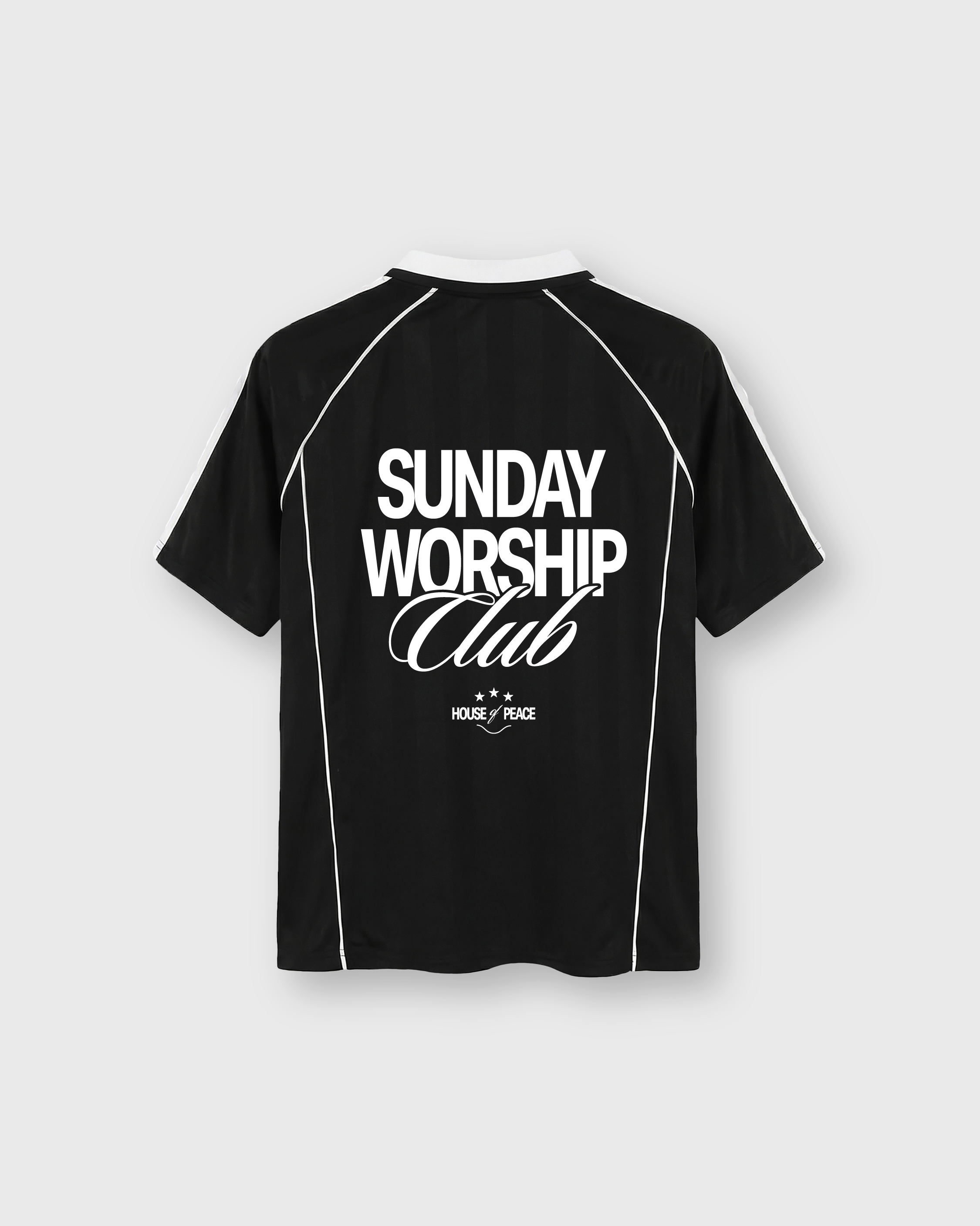 Sunday Worship Club Black Stripe Soccer Jersey | House of Peace®