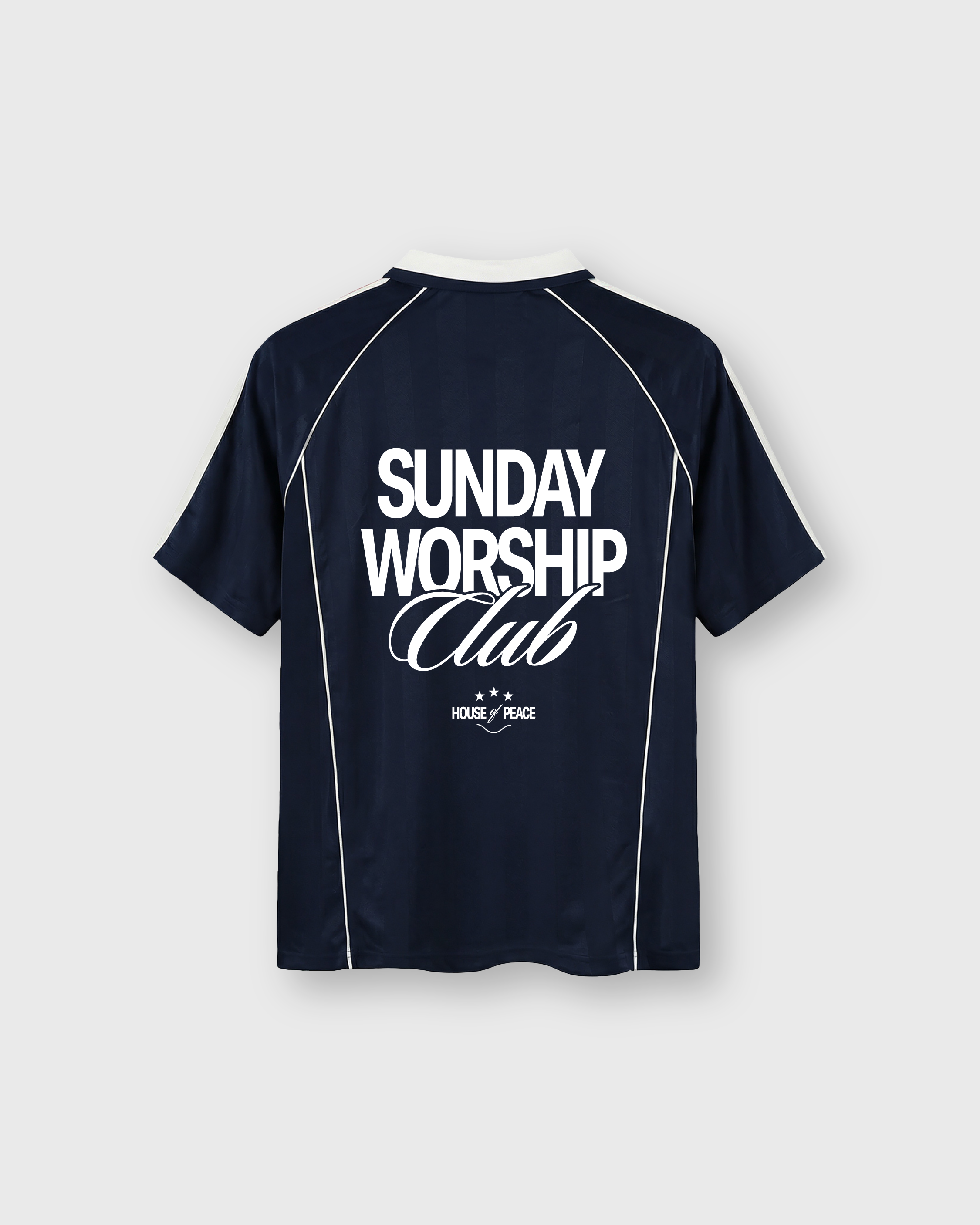 Sunday Worship Club Blue Stripe Soccer Jersey | House of Peace®