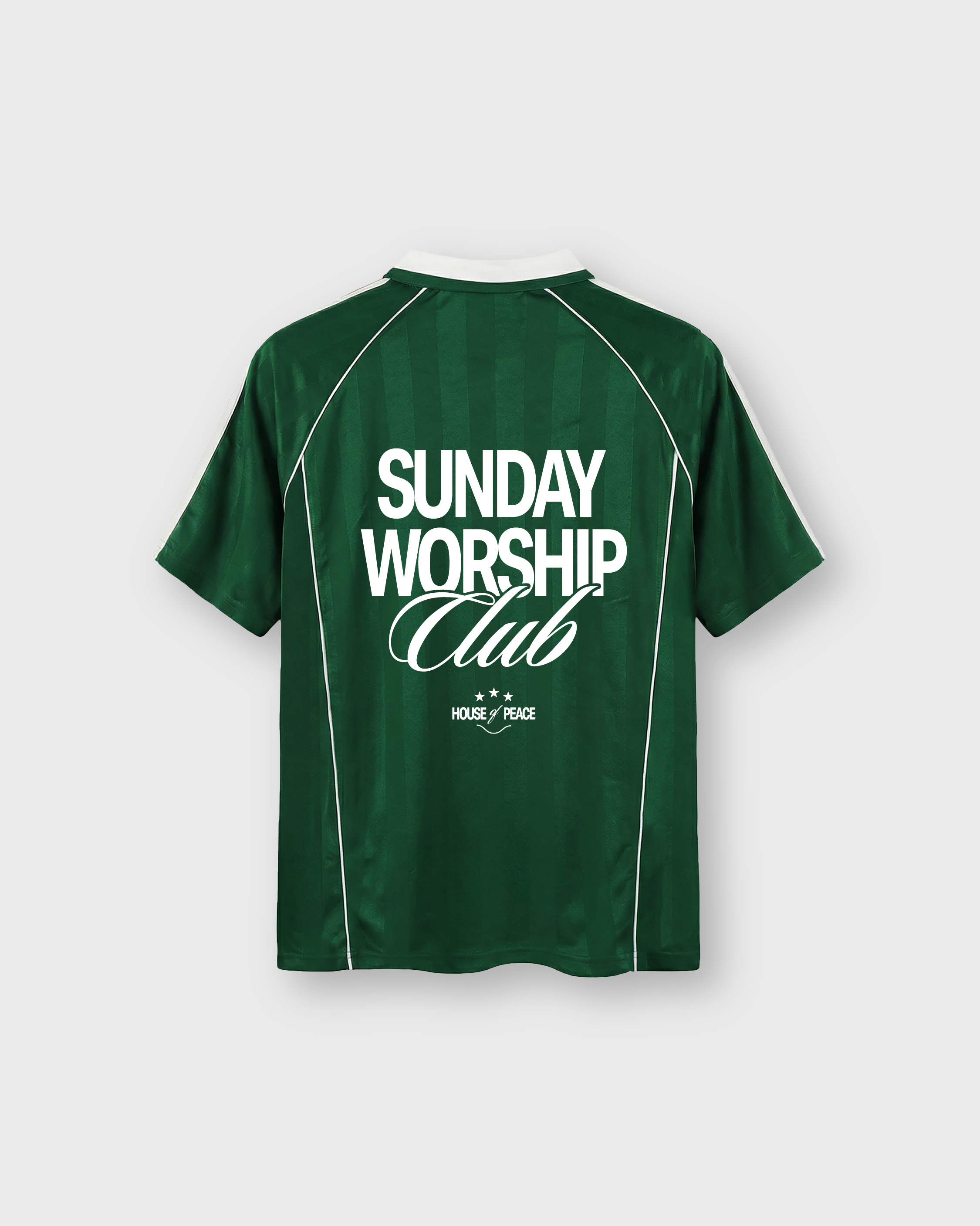 Sunday Worship Club Green Stripe Soccer Jersey | House of Peace®