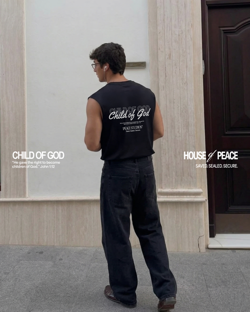 Child of God Black Raw Edge Tank Top | House Of Peace®