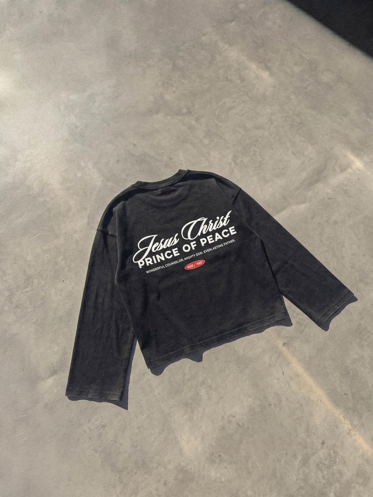 Prince of Peace Black Vintage Wash Boxy Long Sleeve | House of Peace®