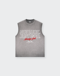 Not Luck Just God Raw Edge Gray Washed Tank Top | House of Peace®