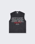 Not Luck Just God Raw Edge Black Washed Tank Top | House of Peace®