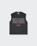 Not Luck Just God Raw Edge Black Washed Tank Top | House of Peace®