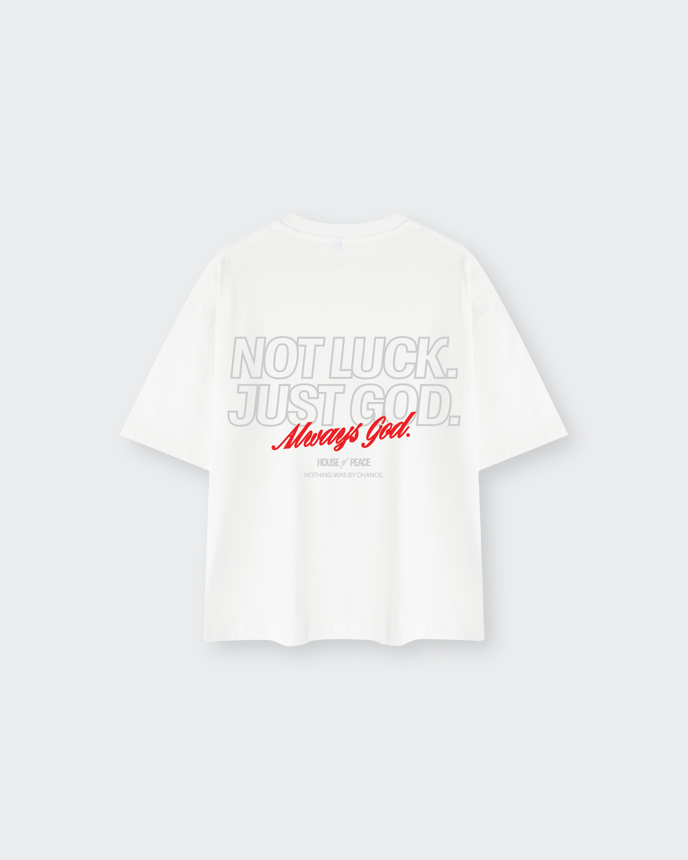 Not Luck Just God White Mineral Wash Boxy Tee | House of Peace®