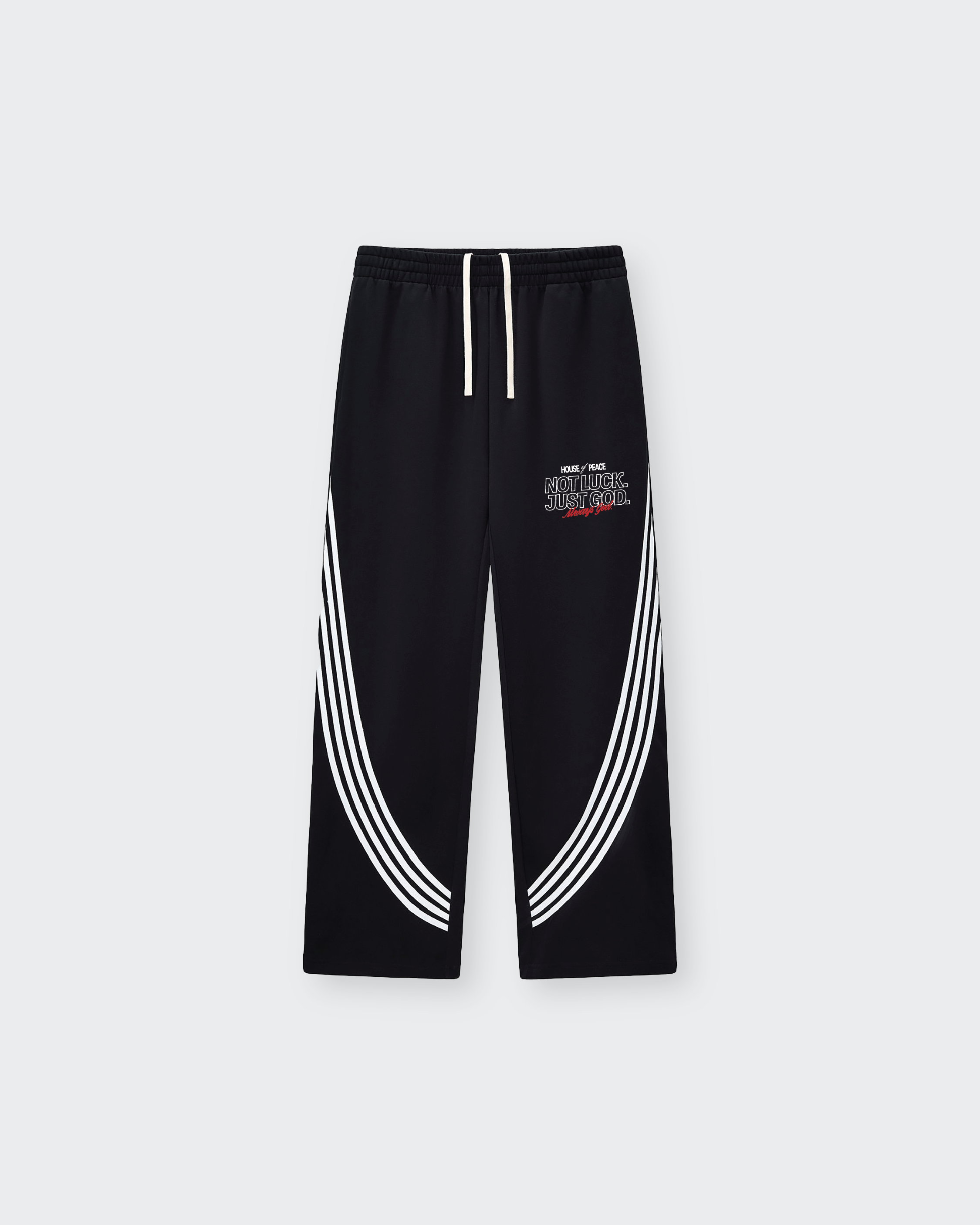 Not Luck Just God Stripe Straight Sweatpants | House of Peace®