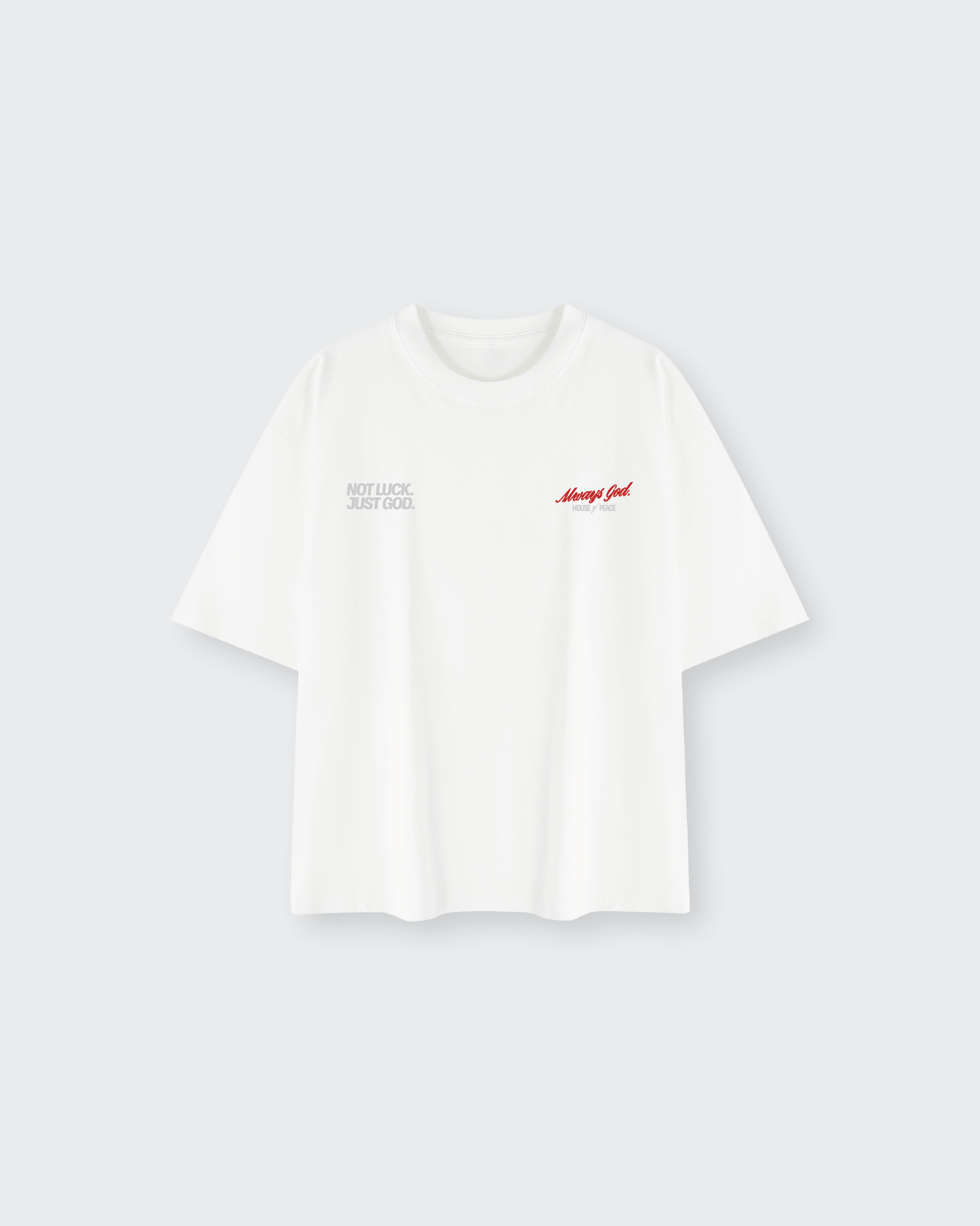 Not Luck Just God White Mineral Wash Boxy Tee | House of Peace®