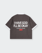I Have God Brown Boxy Plaid Polo Shirt | House of Peace®