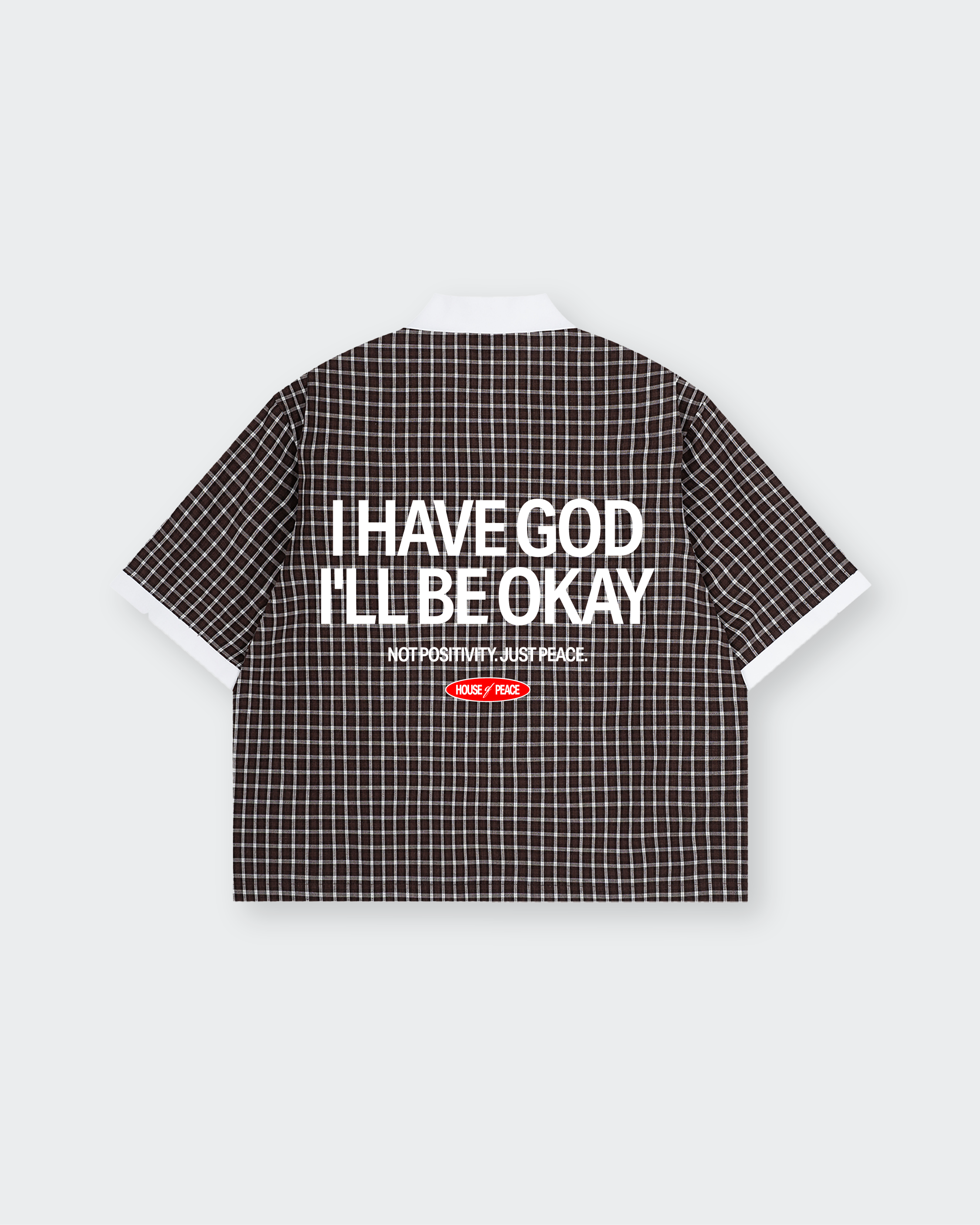 I Have God Brown Boxy Plaid Polo Shirt | House of Peace®
