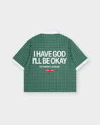 I Have God Green Boxy Plaid Polo Shirt | House of Peace®