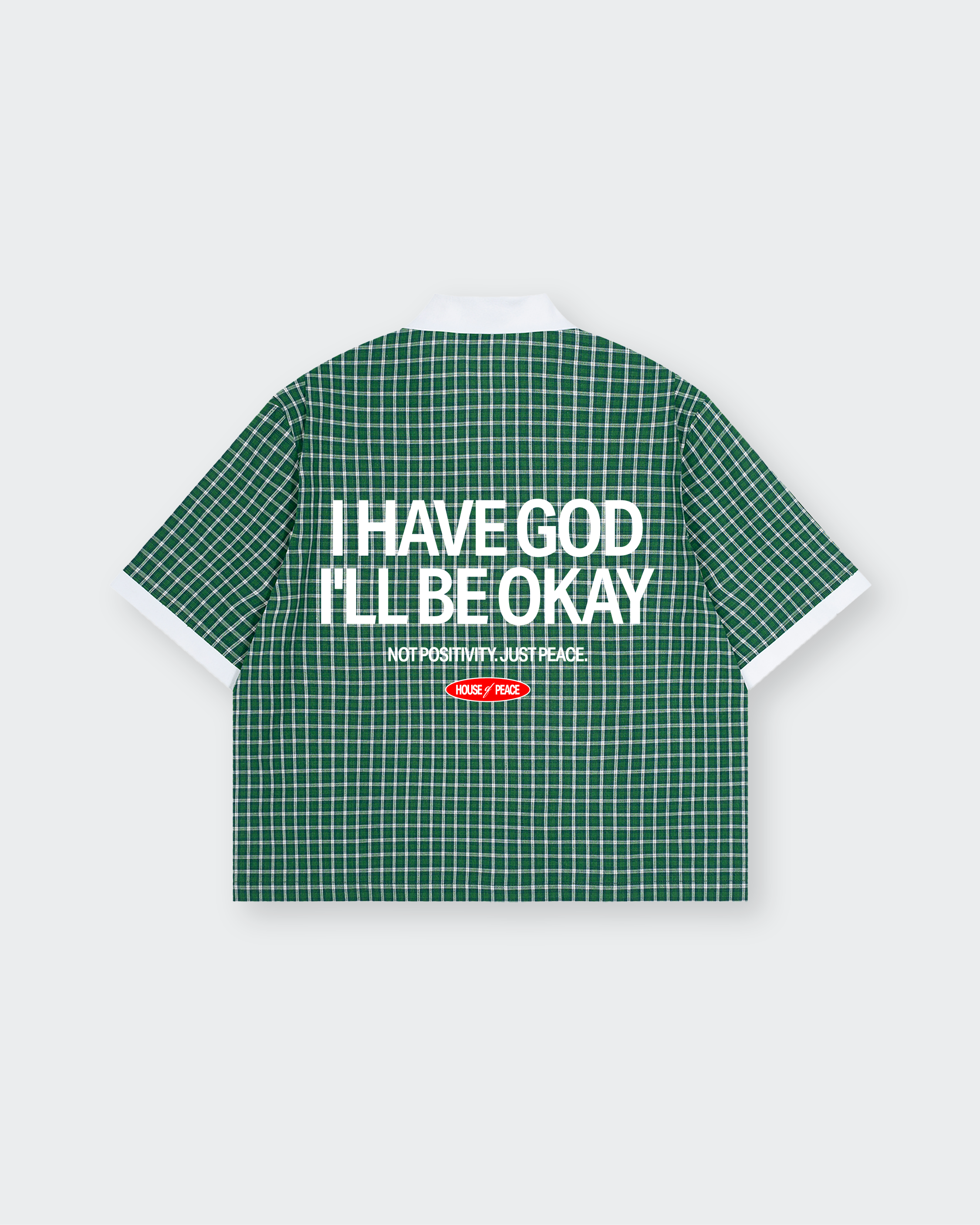 I Have God Green Boxy Plaid Polo Shirt | House of Peace®