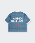 I Have God Blue Boxy Plaid Polo Shirt | House of Peace®