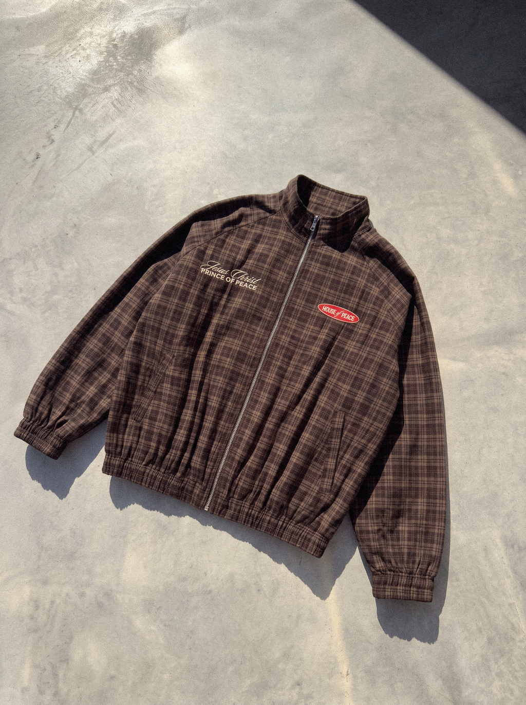 Prince of Peace Brown Plaid Full-Zip Track Jacket | House of Peace®