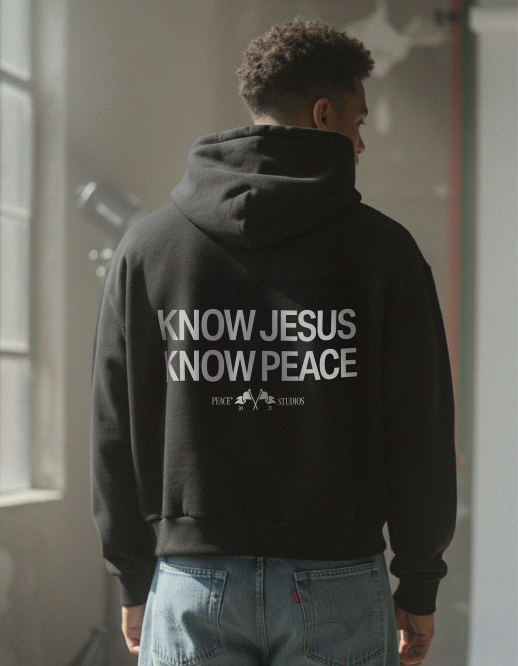 Know Jesus, Know Peace Premium Black Boxy Hoodie | House Of Peace®