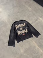 Retro Prince of Peace Black Sunfade Boxy Long Sleeve | House of Peace®