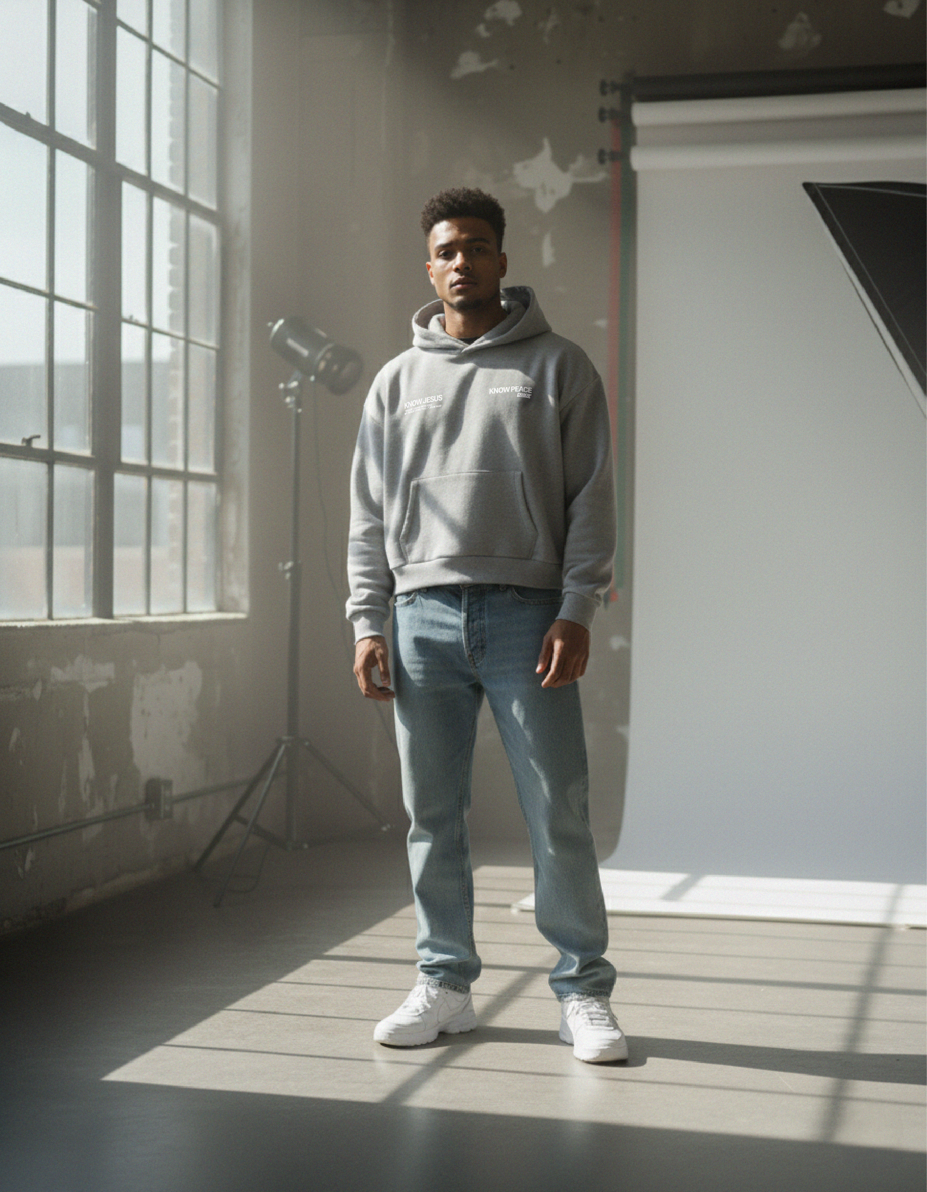 Know Jesus, Know Peace Premium Gray Boxy Hoodie | House Of Peace®