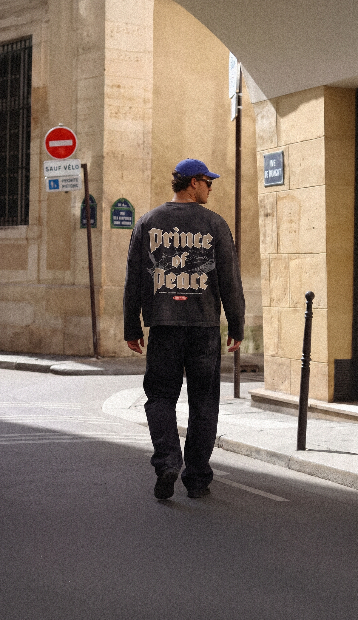 Retro Prince of Peace Black Sunfade Boxy Long Sleeve | House of Peace®
