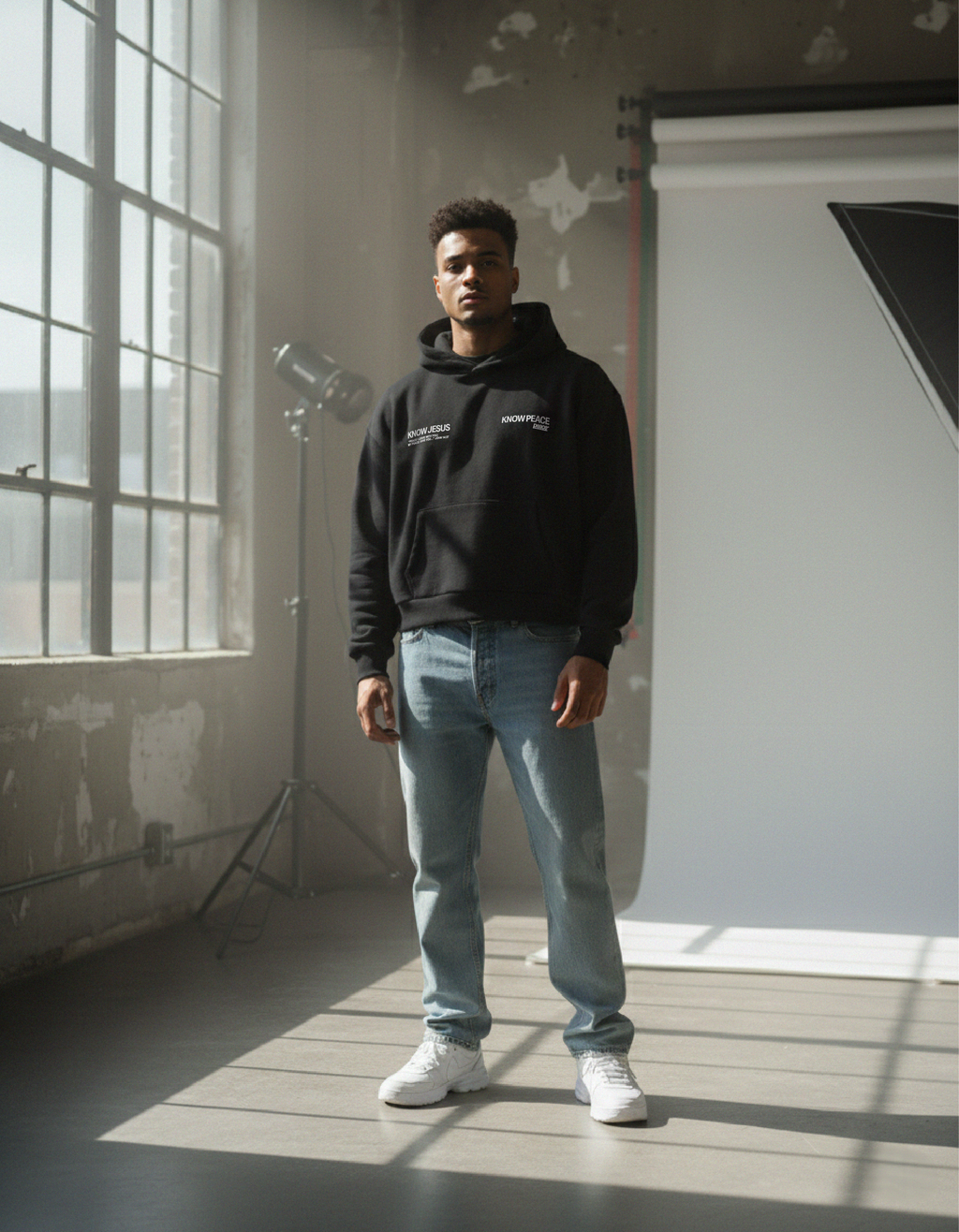 Know Jesus, Know Peace Premium Black Boxy Hoodie | House Of Peace®