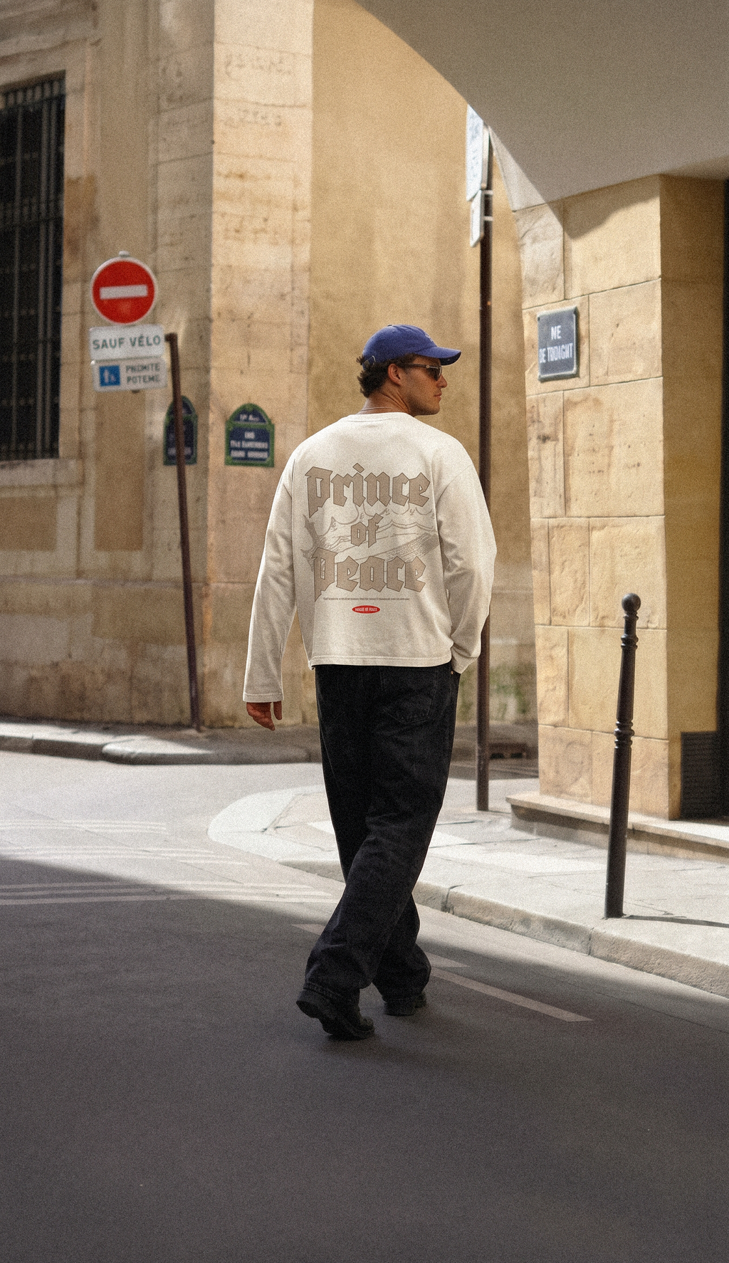 Retro Prince of Peace Beige Sunfade Boxy Long Sleeve | House of Peace®