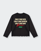 Only Jesus Vintage Waffle Raw Edge Black Longsleeve | House of Peace®