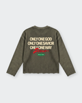 Only Jesus Vintage Green Raw Edge Boxy Longsleeve | House of Peace®