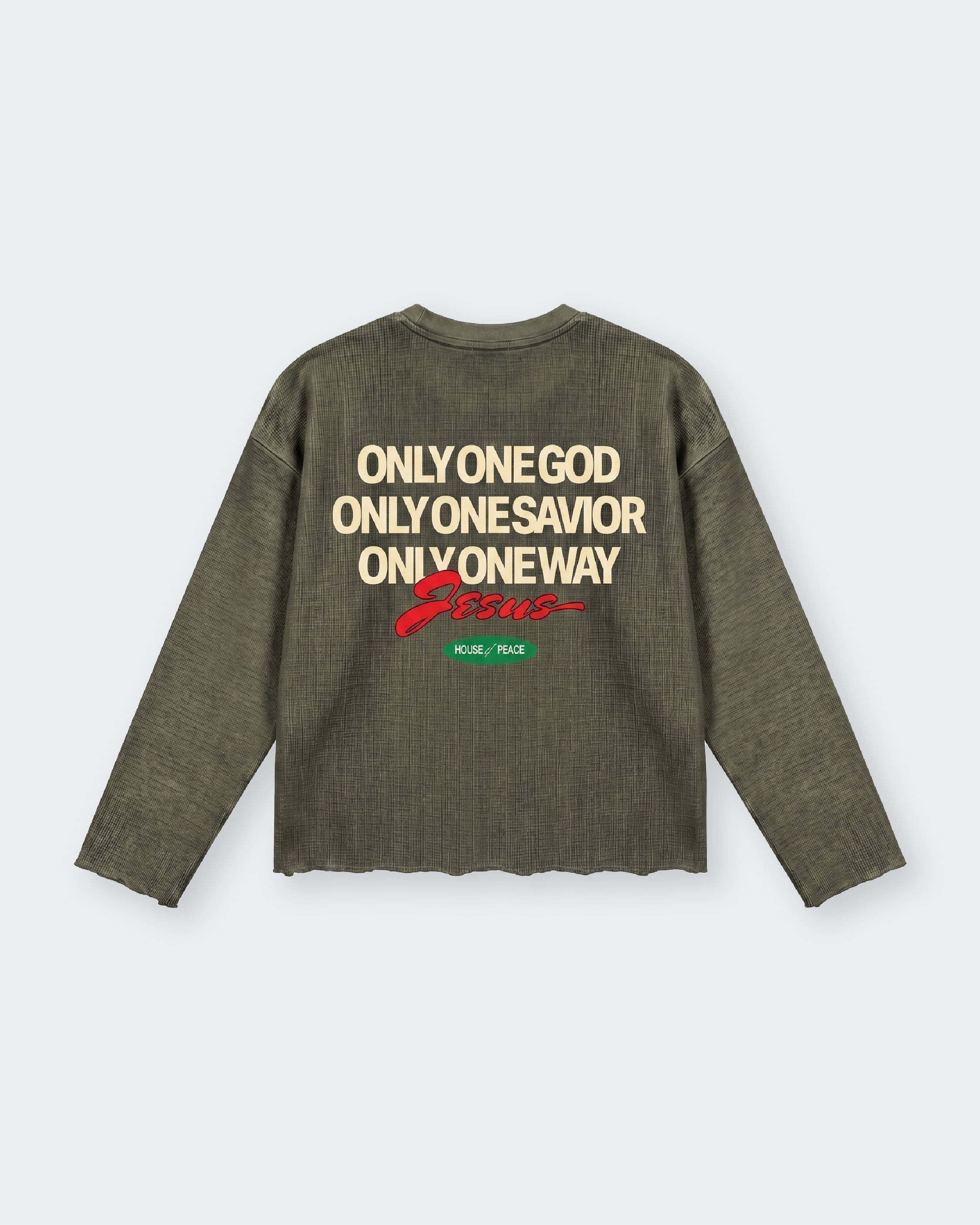 Only Jesus Vintage Green Raw Edge Boxy Longsleeve | House of Peace®