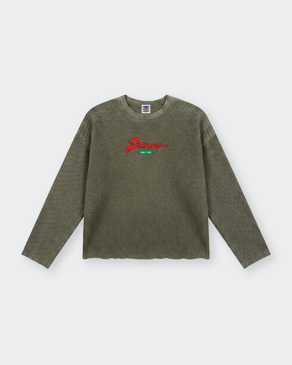 Only Jesus Vintage Green Raw Edge Boxy Longsleeve | House of Peace®