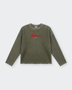 Only Jesus Vintage Green Raw Edge Boxy Longsleeve | House of Peace®