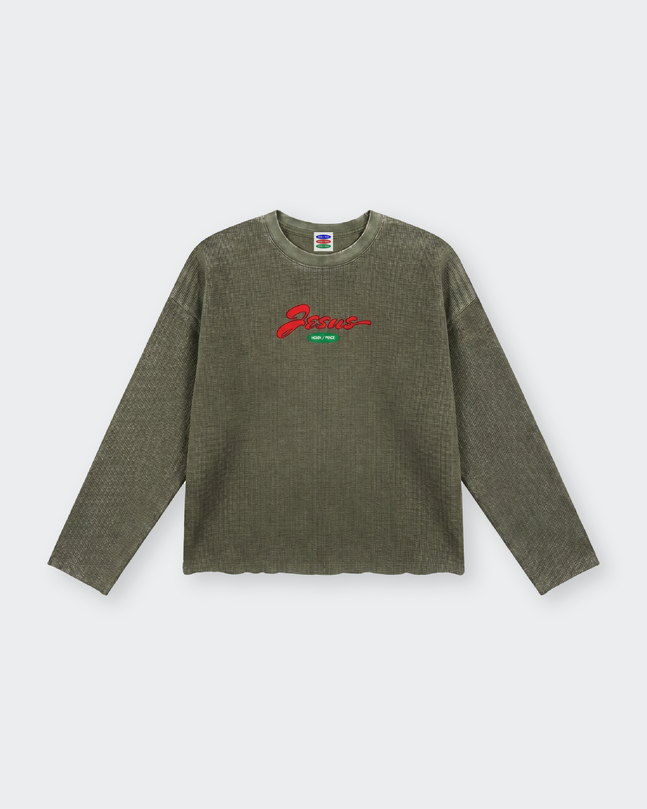 Only Jesus Vintage Green Raw Edge Boxy Longsleeve | House of Peace®