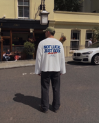 Not Luck Just God Waffle Longsleeve Loose Fit Tee White | House of Peace®