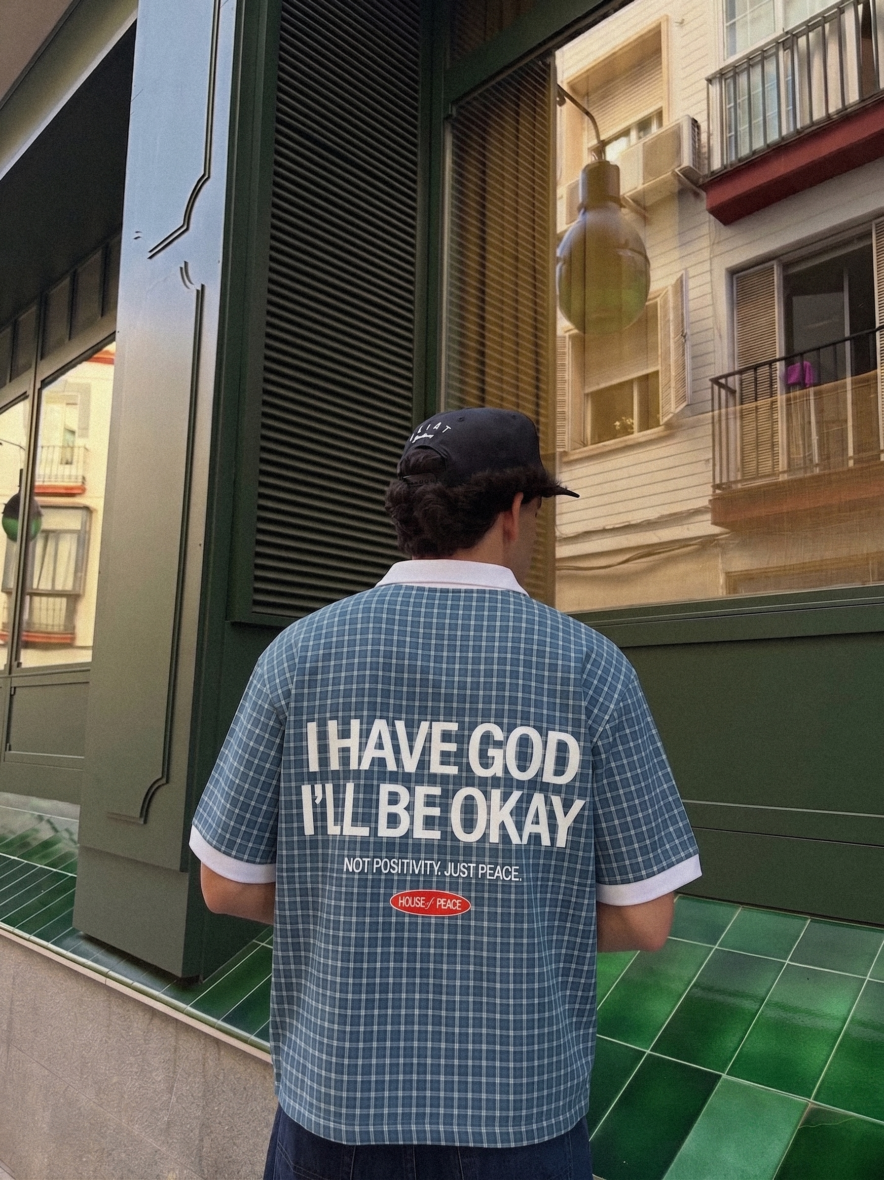 I Have God Blue Boxy Plaid Polo Shirt | House of Peace®