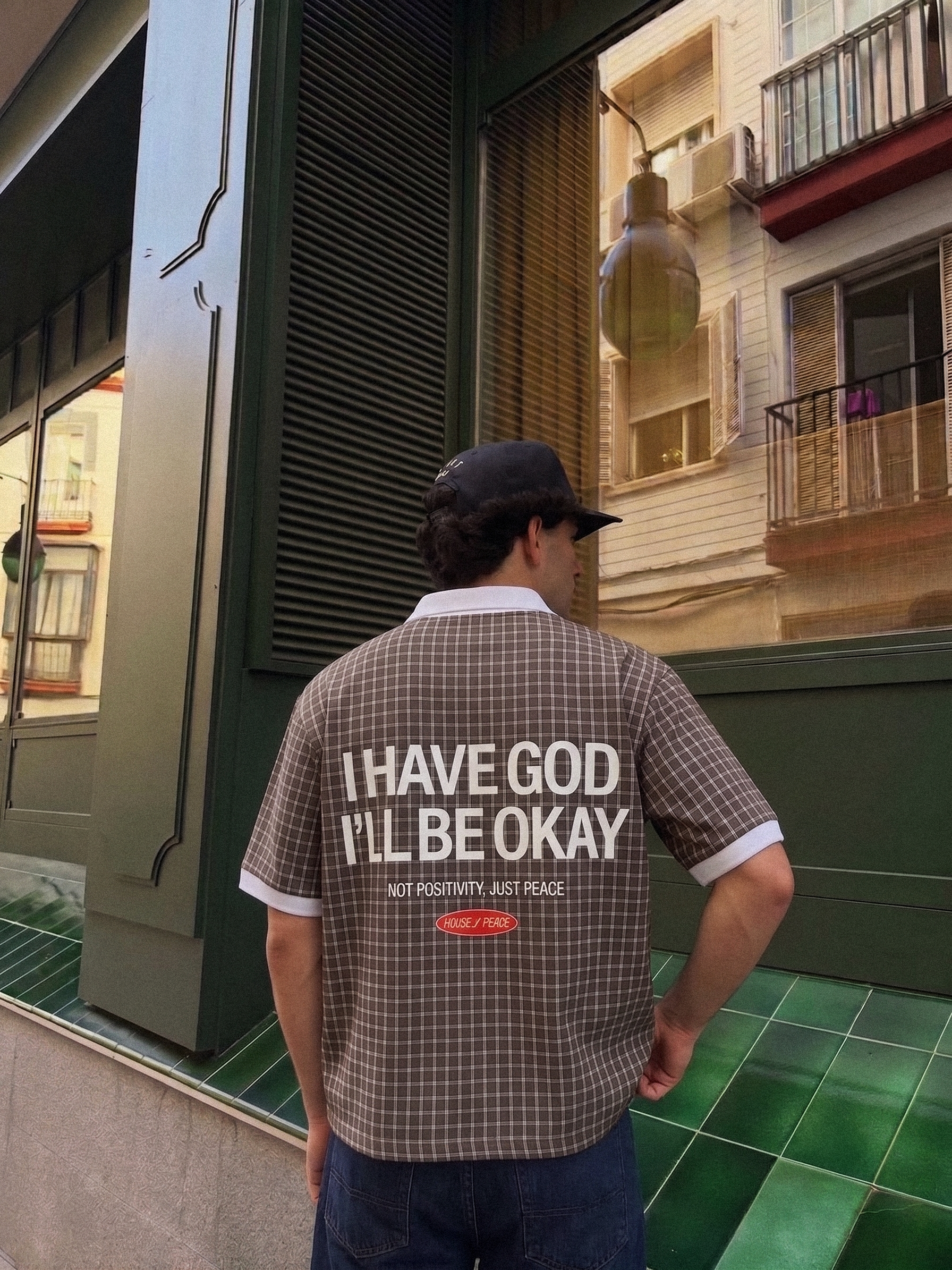 I Have God Brown Boxy Plaid Polo Shirt | House of Peace®