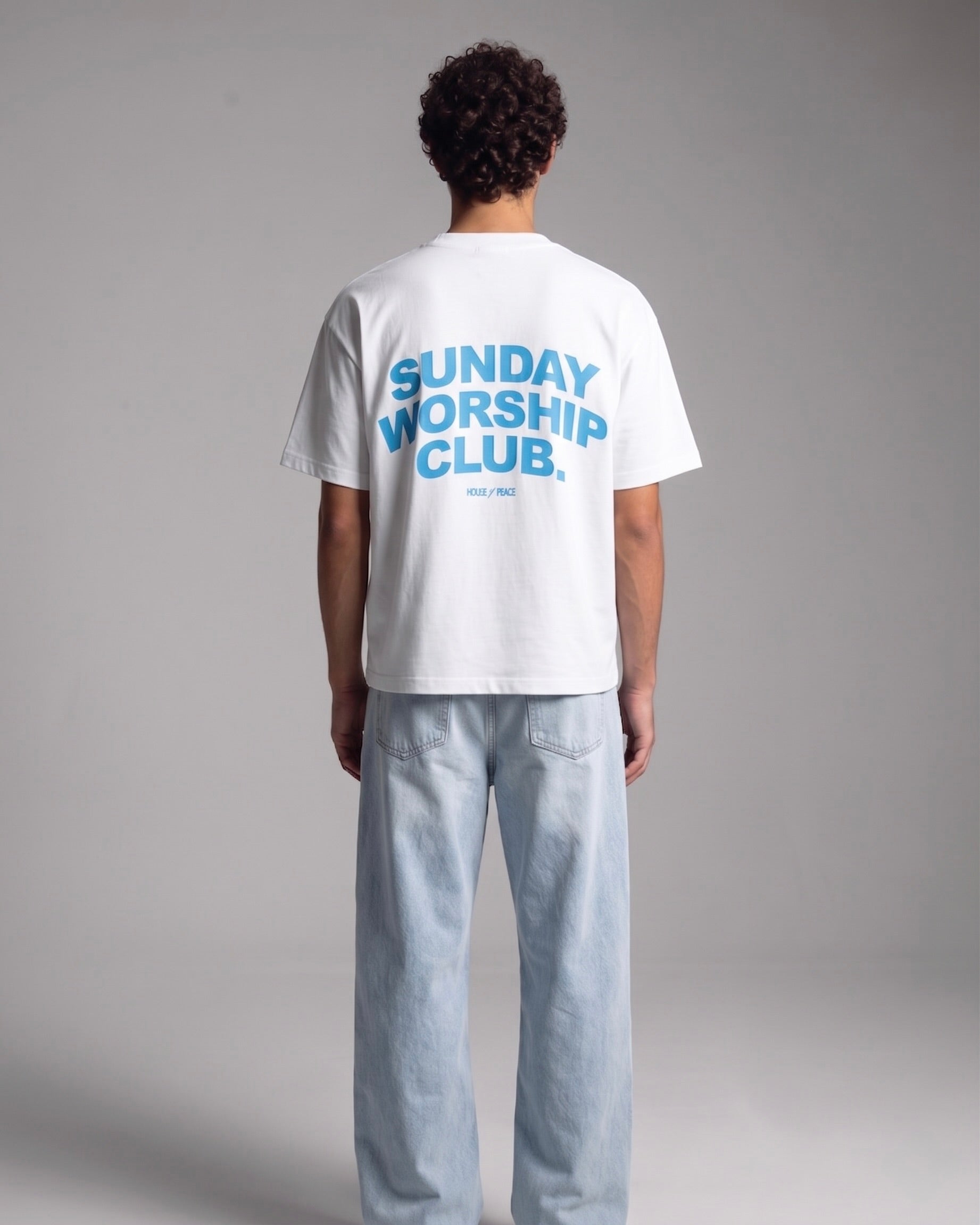 Sunday Worship Club Summer White Boxy Drop Shoulder Tee | House of Peace®