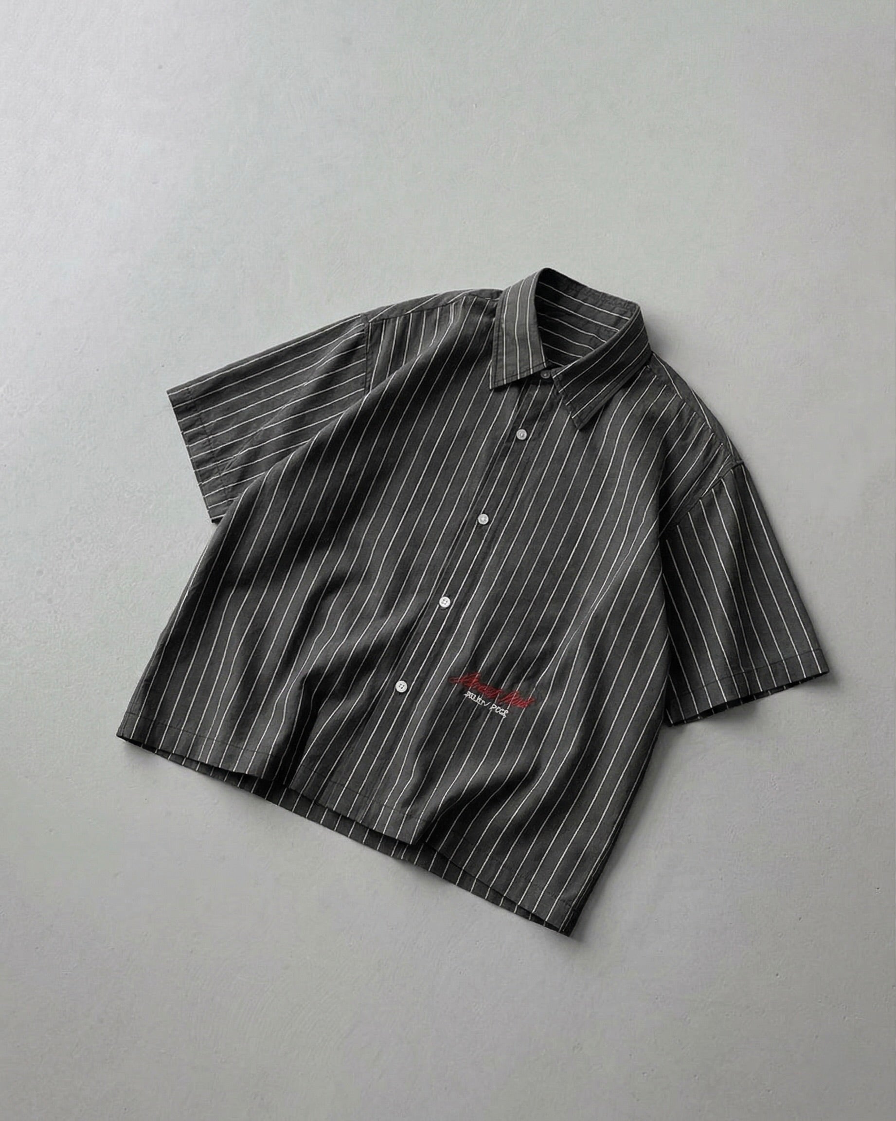 Not Luck Just God Dark Gray Oversized Striped Boxy Shirt | House Of Peace®