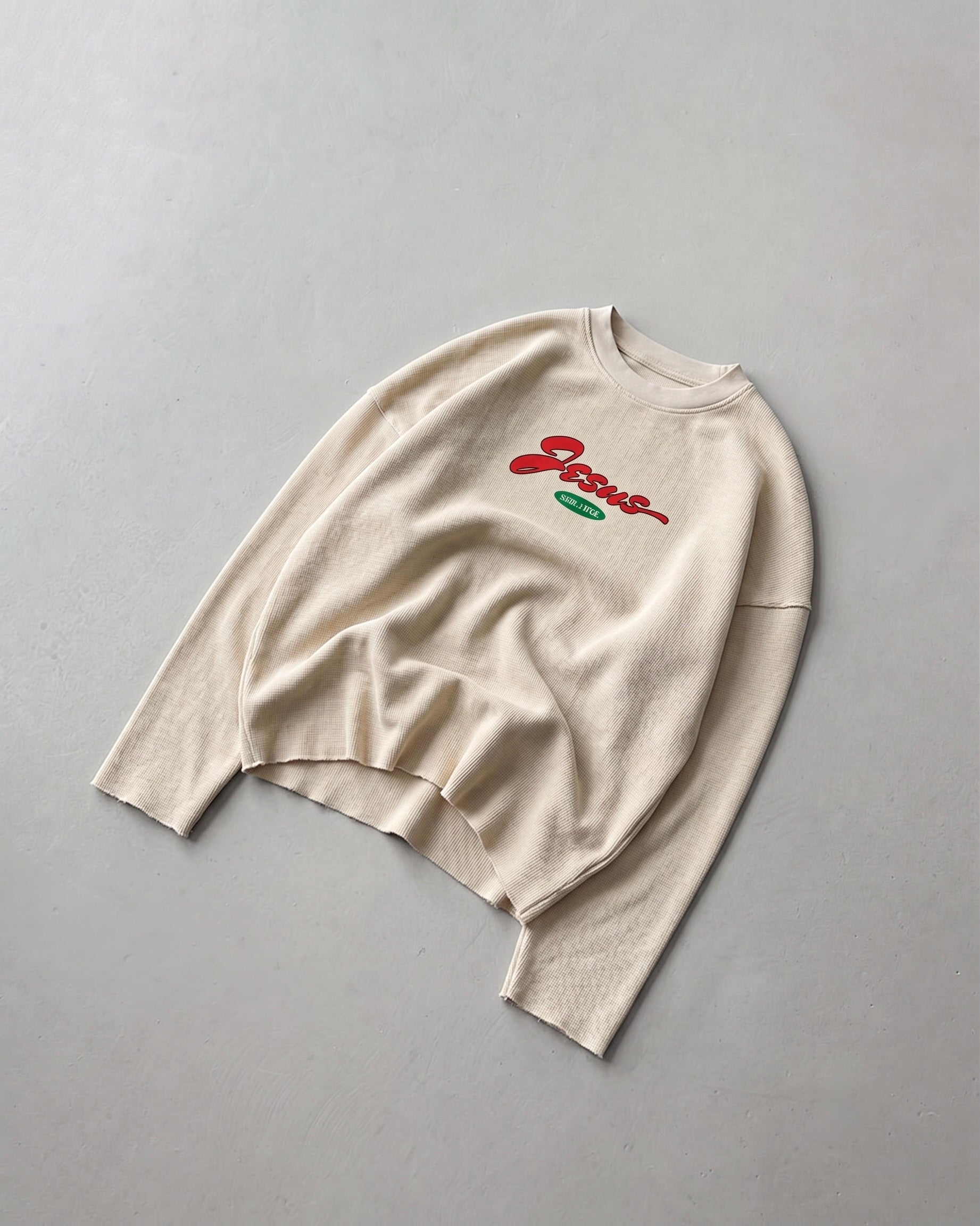 Only Jesus Vintage Beige Raw Edge Boxy Longsleeve | House of Peace®